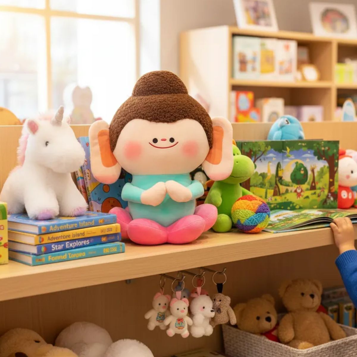 GENERICO - Peluche Mono Kawaii Meditando Suave 21cm