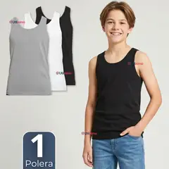 UTILISIMO - Camiseta Polera Algodón Primera Capa Basica Sin Manga Colores Surtidos Niño