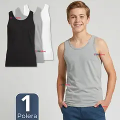 UTILISIMO - Camiseta Polera Algodón Primera Capa Basica Sin Manga Colores Surtidos Niño