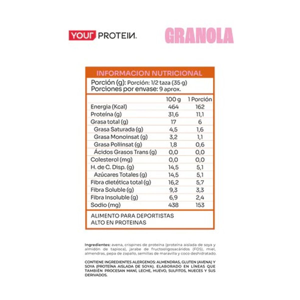YOUR PROTEIN - GRANOLA CON FRUTOS SECOS 300GR - YOUR PROTEIN