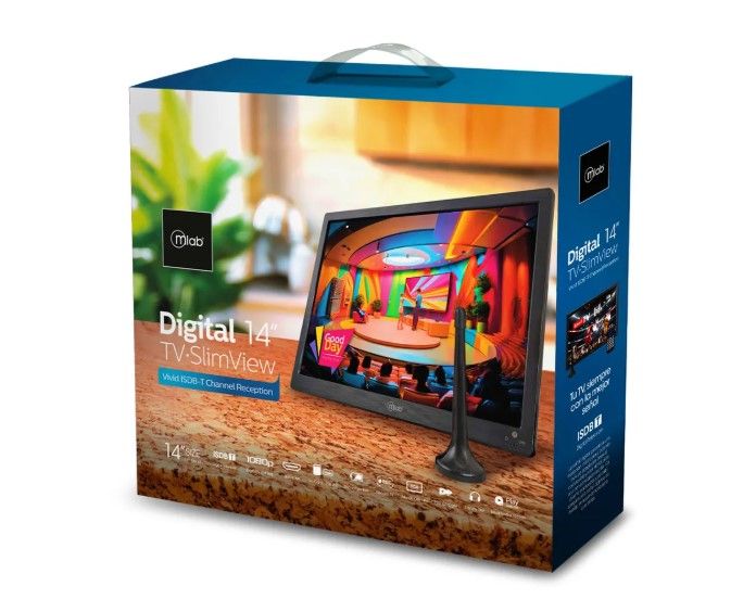 MLAB Televisor Portatil 14 Pulgadas Color Señal Digital Recargable 9452