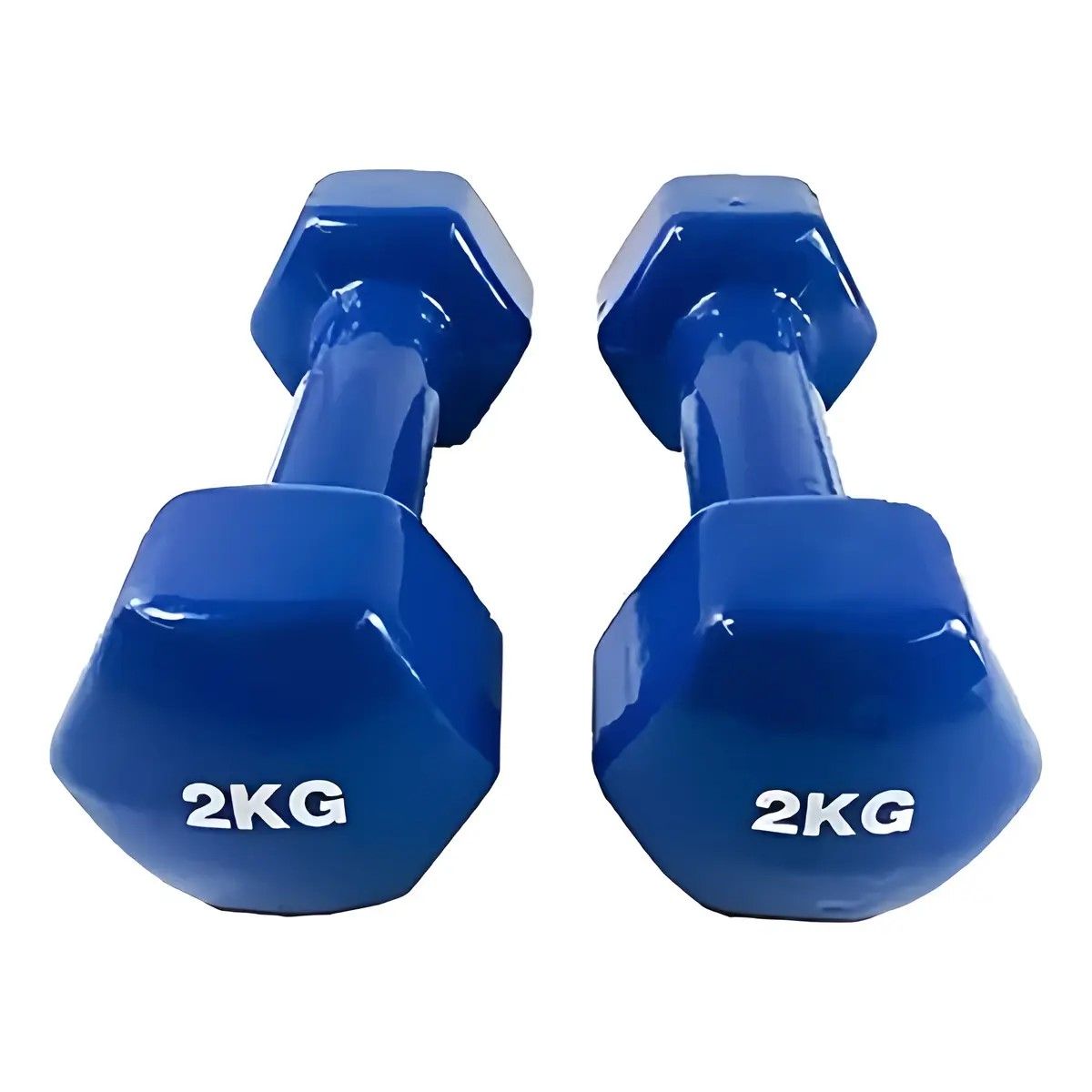 GENERICO - Pack 2 Pesa 2 Kg Mancuerna Ejercicio Goma Vinílica Fitness Color Azul BELUG