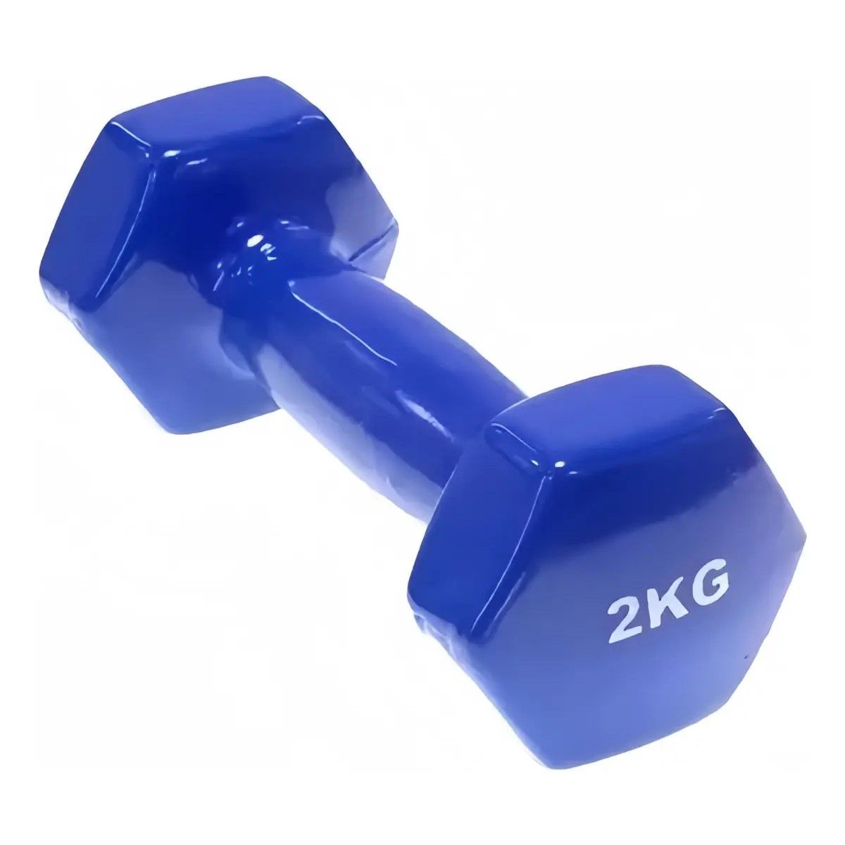 GENERICO - Pack 2 Pesa 2 Kg Mancuerna Ejercicio Goma Vinílica Fitness Color Azul BELUG