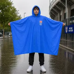 U DE CHILE - PONCHO CAPA DE AGUA IMPERMEABLE CON CAPUCHA PARA LLUVIA FANATIKOS