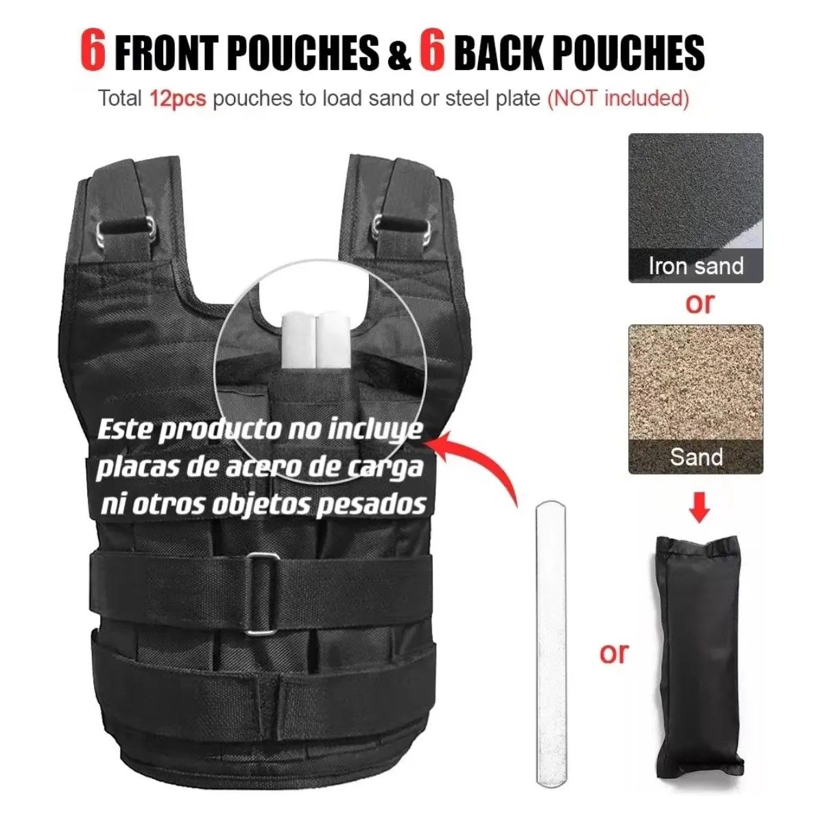 GENERICO - Genérica 001 Chaleco Con Peso Ajustable Para Hacer Ejercicios 50kg Color Negro BELUG