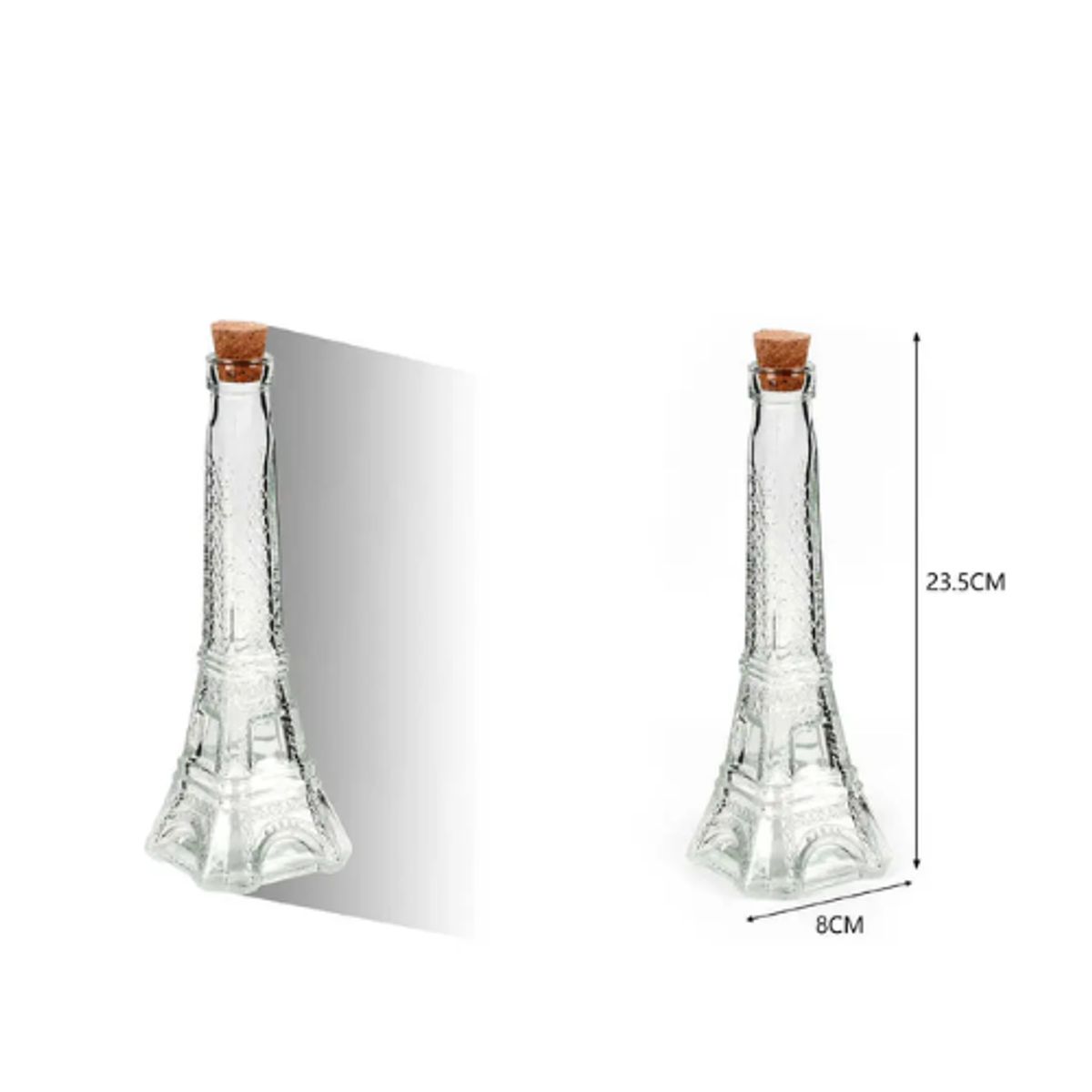 GENERICO - BOTELLA DE VIDRIO DE TORRE EIFFEL CON TAPA DE CORCHO ULTRA RESISTENTE 23.5CM