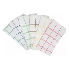 GENERICO - Set 12 Paños De Cocina Toalla Mas Grueso 80g Blanco Rayas