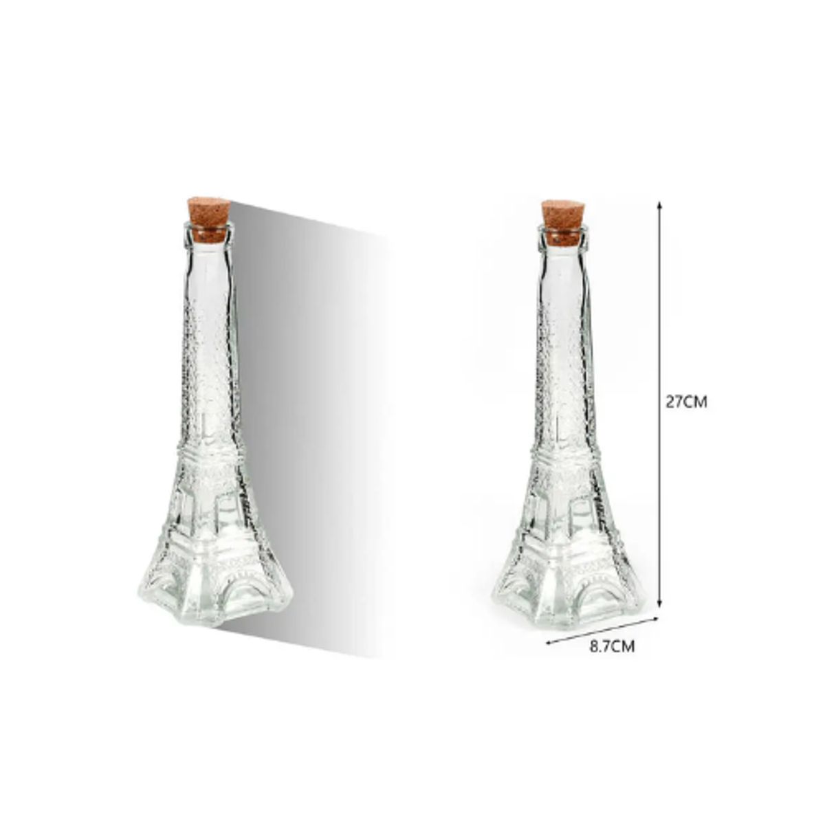 GENERICO - BOTELLA DE VIDRIO DE TORRE EIFFEL CON TAPA DE CORCHO ULTRA RESISTENTE 27CM