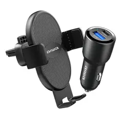 AIWA - Soporte + Cargador Rapido Usb Tipo C + Cable Micro Usb Color Negro
