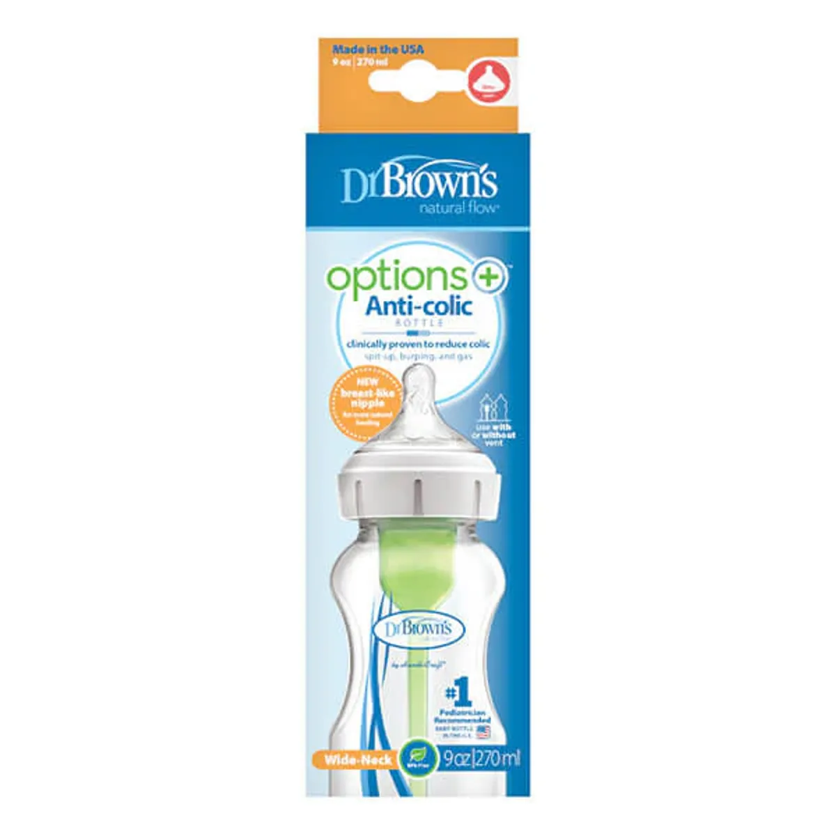 DR BROWN'S - Mamadera Anticólicos Boca Ancha - 270ml - Dr. Browns
