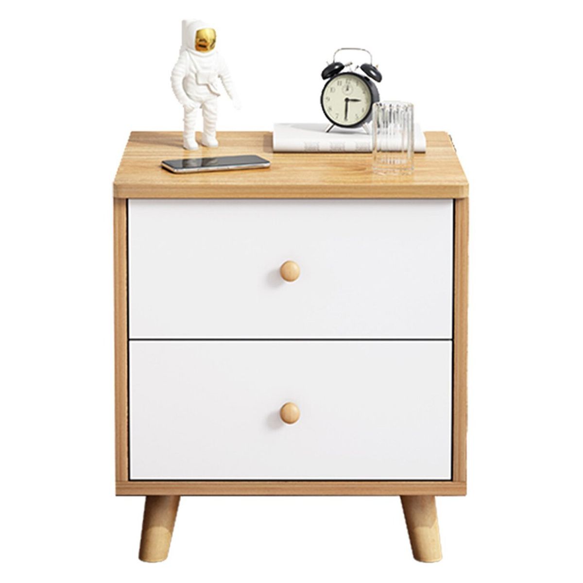 NOVAHUS - Velador De Dos Gavetas Beige