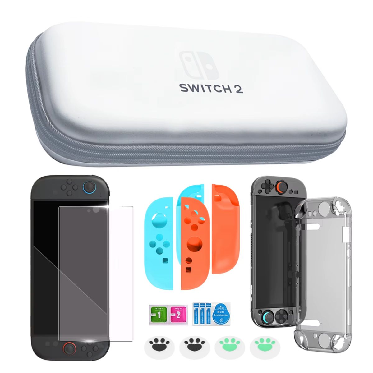 GENERICO - Estuche Bolso Para Nintendo Switch 2 / kit Mica Grips Carcasa Blanco