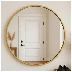 GENERICO - Espejo Redondo 60x60 Cm Dorado Diseño Moderno Minimalista