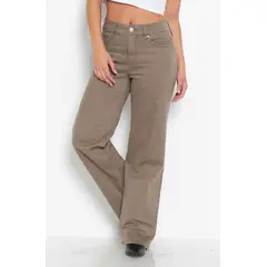 WADOS - JEANS MUJER COLOR WIDE LEG TIRO ALTO PRETINA BASICA 1 BOTON