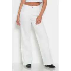 WADOS - JEANS MUJER COLOR WIDE LEG TIRO ALTO PRETINA BASICA 1 BOTON