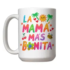 SM - Tazón 15oz “La Mamá Más Bonita” Inspirado en Karol G Regalo Original Día de la Madre