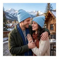 EKOL TACTICA MILITAR - Gorro Tendencia Beanie Lana Adulto Con Doblez Azul Otoño Invierno