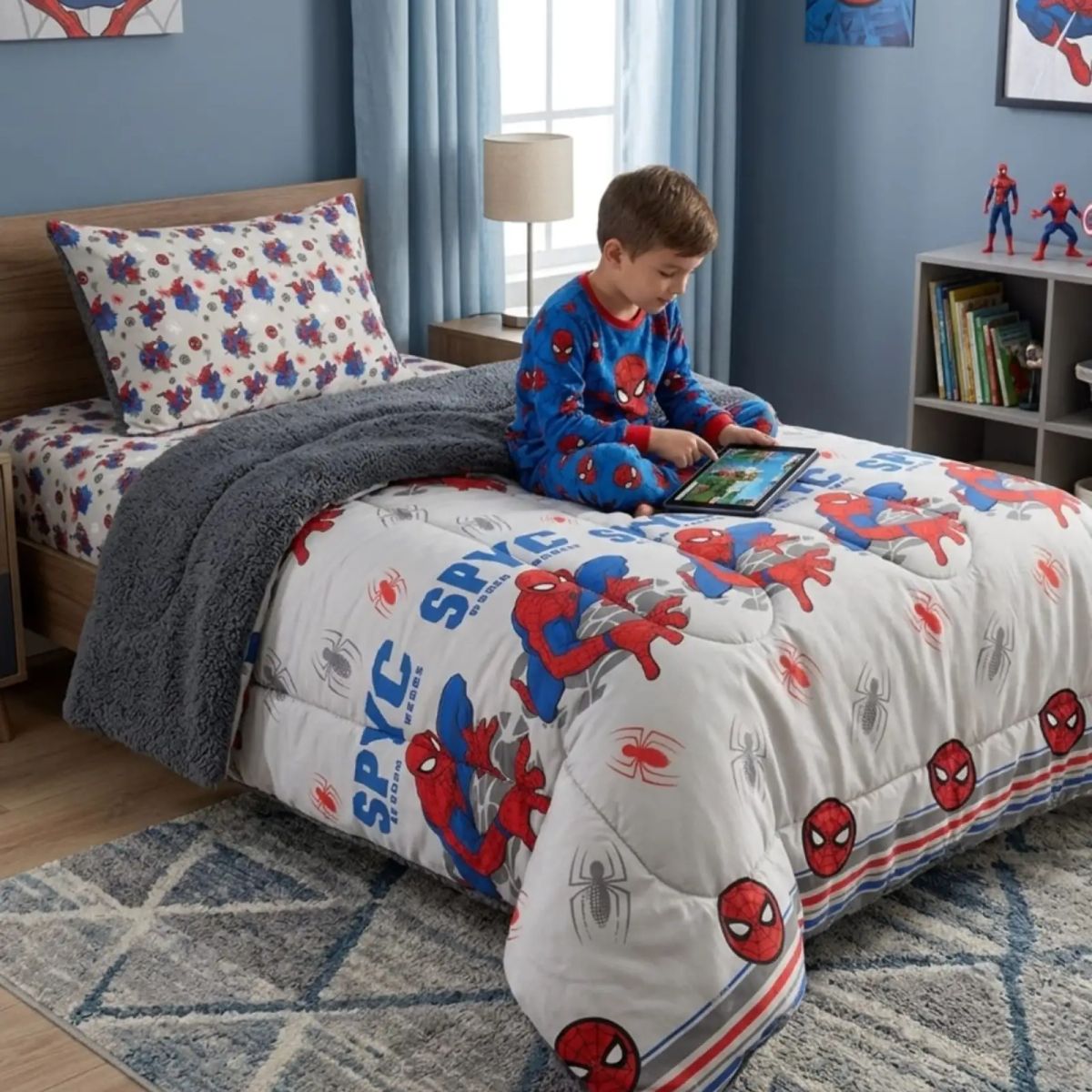 GENERICO - Pack Cobertor Sherpa Infantil + Sabanas Verano Premium Plaza y Media