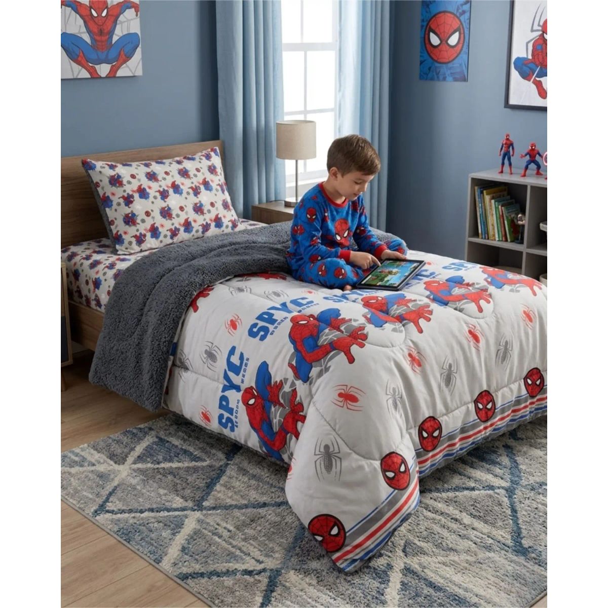 GENERICO - Pack Cobertor Sherpa Infantil + Sabanas Verano Premium Plaza y Media