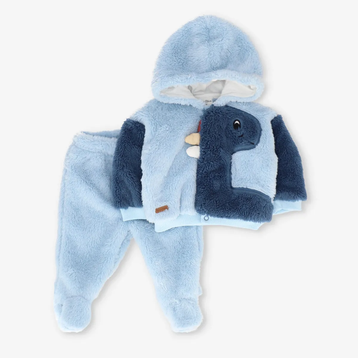 BLACK AND BLUE - Buzo recién nacido sherpa celeste Black and blue