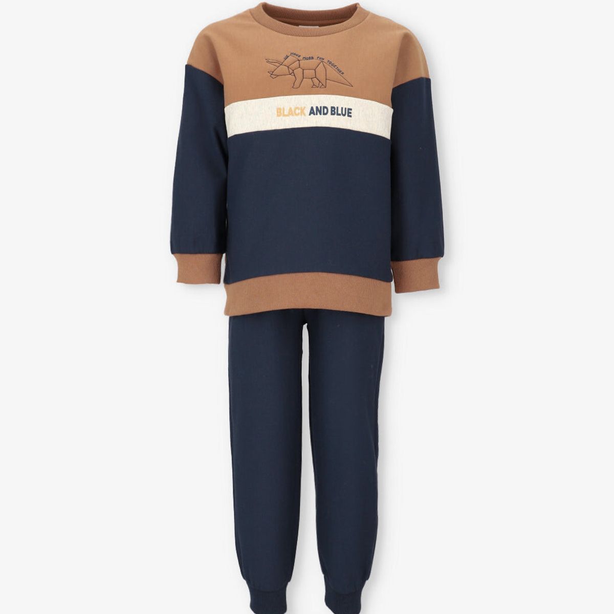 BLACK AND BLUE - Buzo niño con dinosaurio camel Black and blue