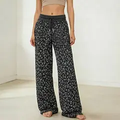 AGW - Pantalón Animal Print de Buzo Palazzo Térmico Forrado En Chiporro