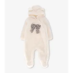 LIMONADA - Enterito recién nacida con lazo animal print crudo