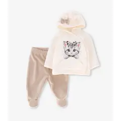 LIMONADA - Conjunto recién nacida con gatito beige