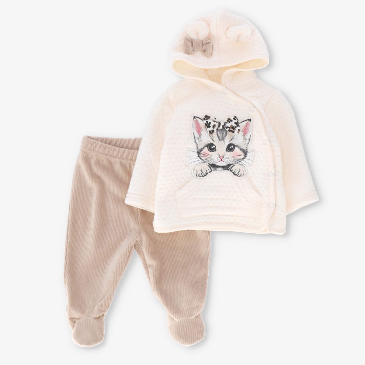 LIMONADA - Conjunto recién nacida con gatito beige Limonada