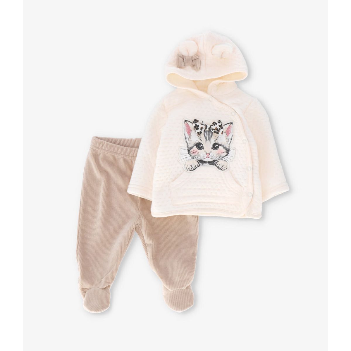 LIMONADA - Conjunto recién nacida con gatito beige Limonada