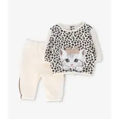 LIMONADA - Buzo recién nacida animal print crudo