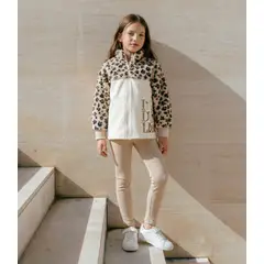 LIMONADA - Conjunto niña animal print beige