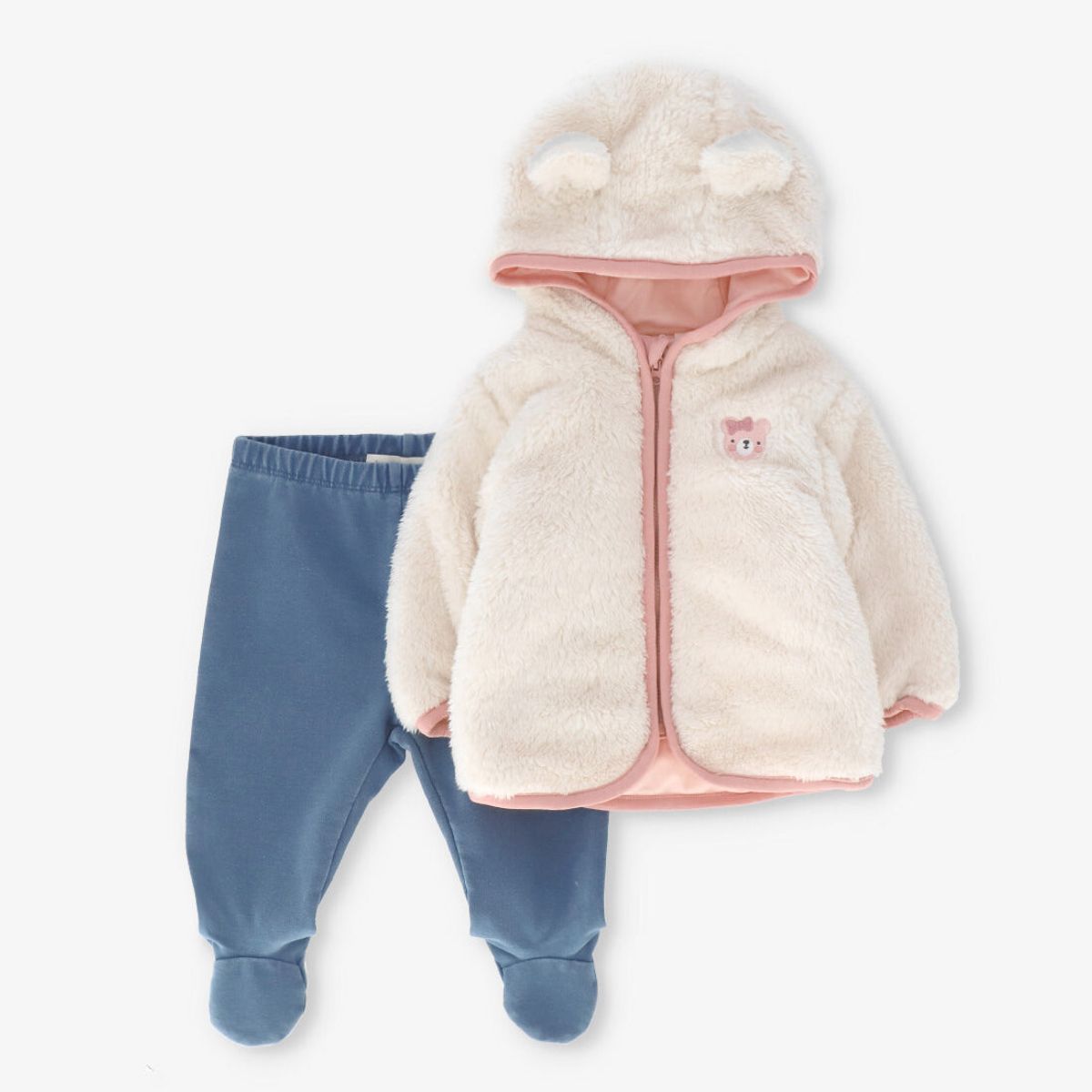 4KIDS - Conjunto recién nacida sherpa beige 4 Kids