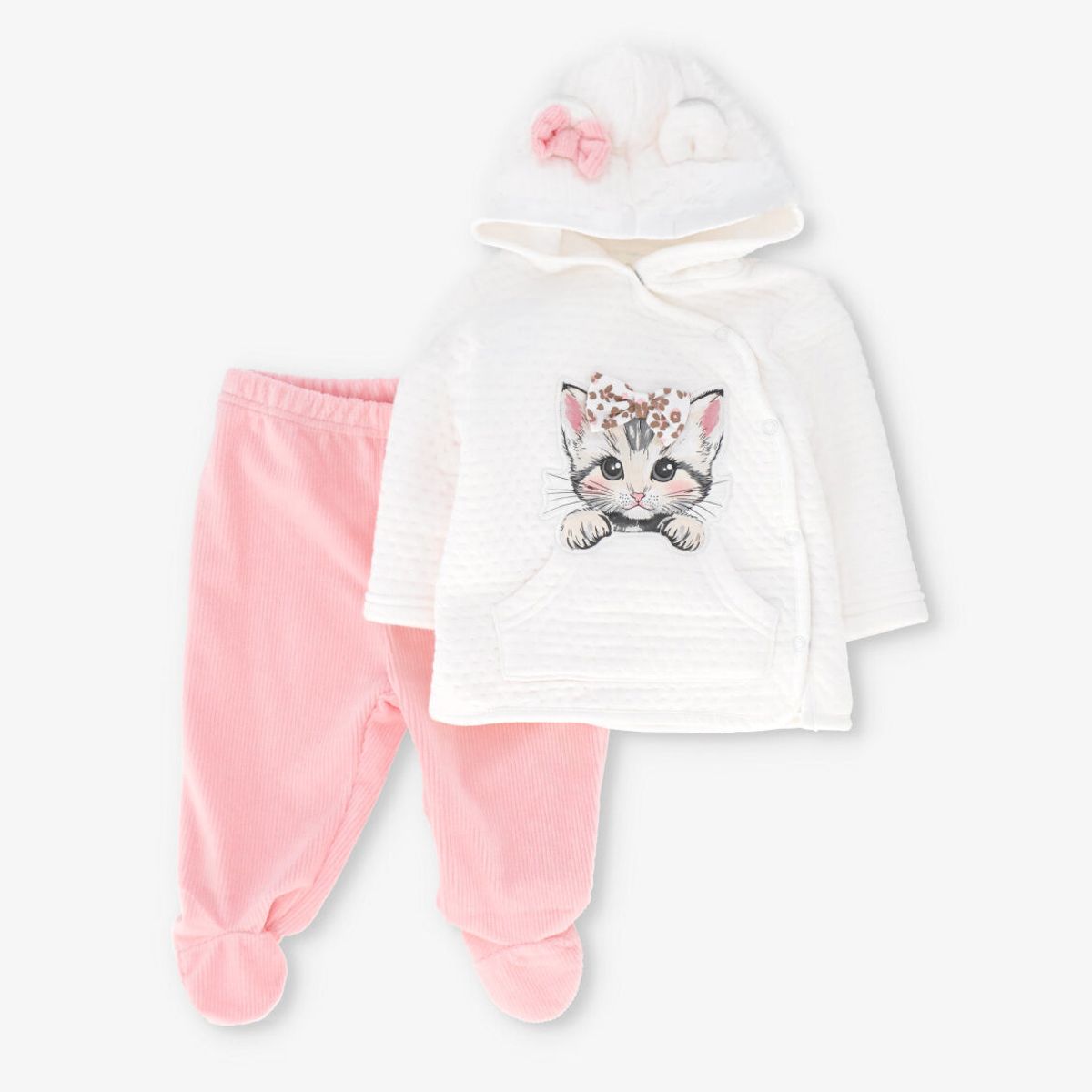 LIMONADA - Conjunto recién nacida con gatito rosado Limonada