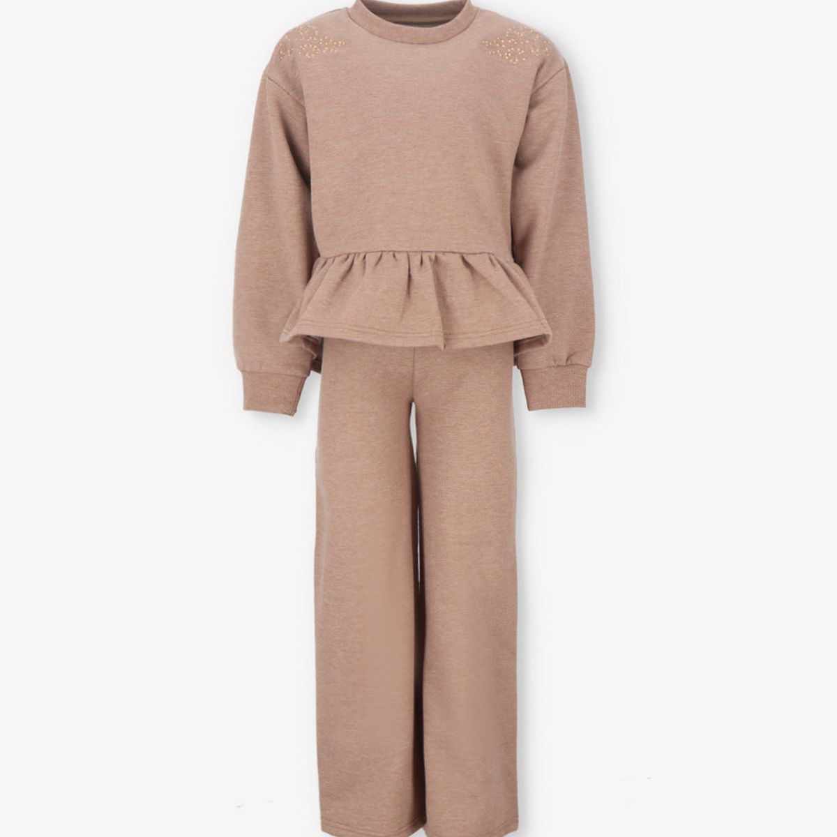 LIMONADA - Conjunto niña con vuelos y bordado camel Limonada