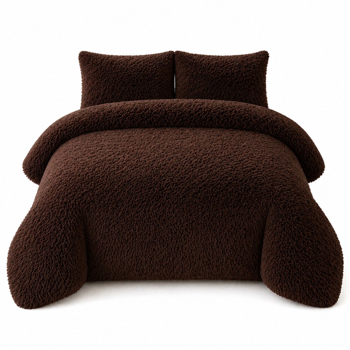 GENERICO - Plumón Peludo Sherpa Café 1.5 Plazas Ultra Suave  Abrigo Invierno Premium