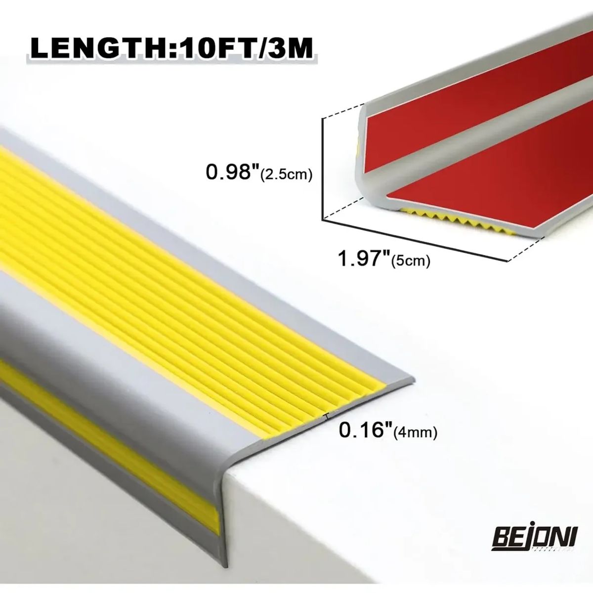 GENERICO - Nariz De Grada Goma Estriada Protector De Borde Escalera 3m