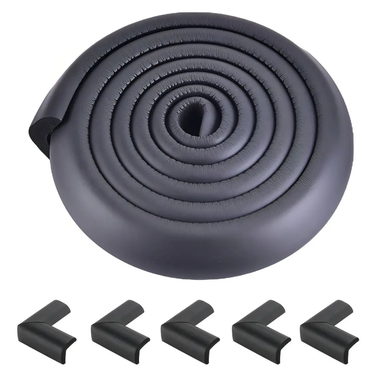 GENERICO - Cinta Protector Niños 2m Bordes Mesas Muebles + 5 Esquineros Color Negro