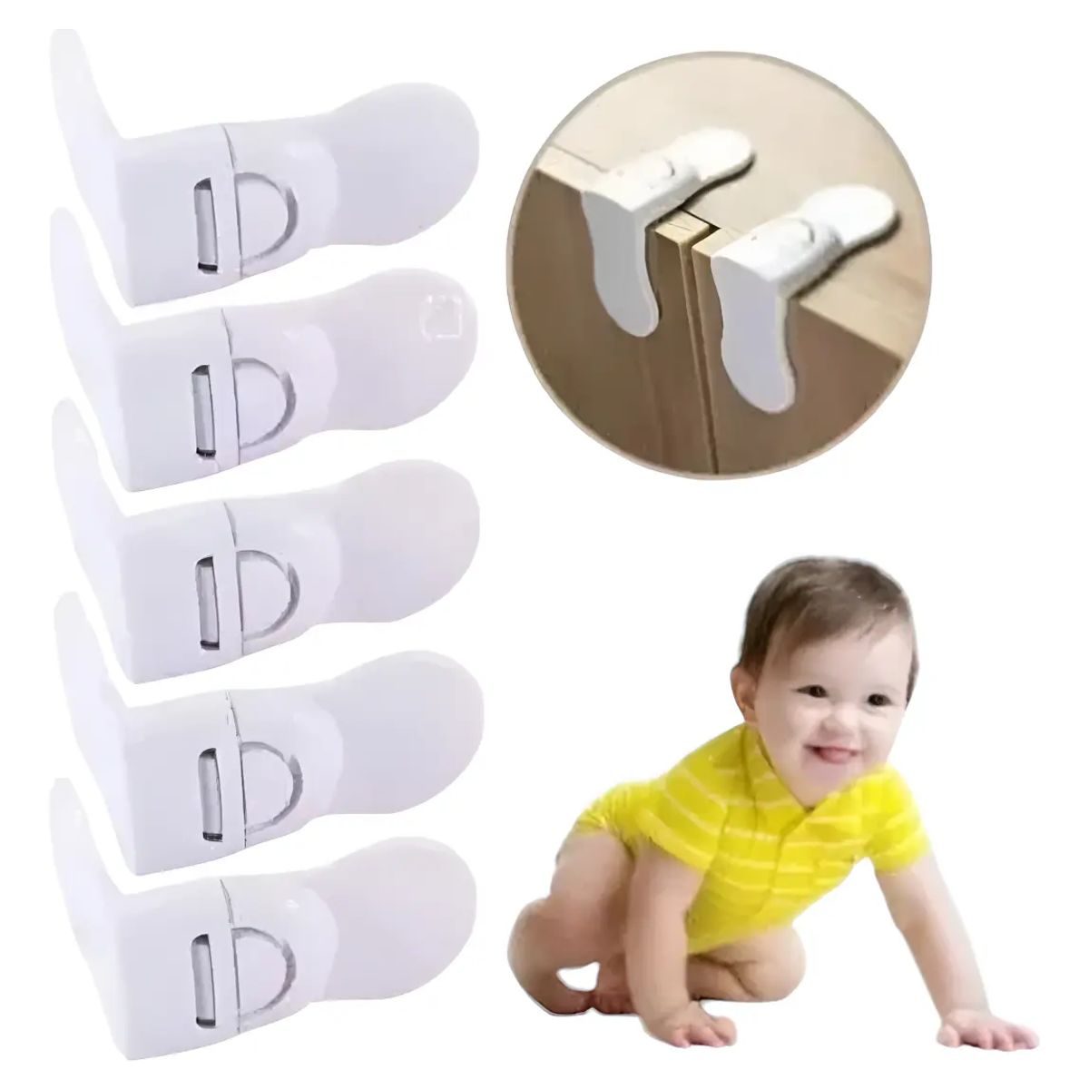 GENERICO - Pack 5 Seguros Multiuso Niños Puertas Cajones Muebles