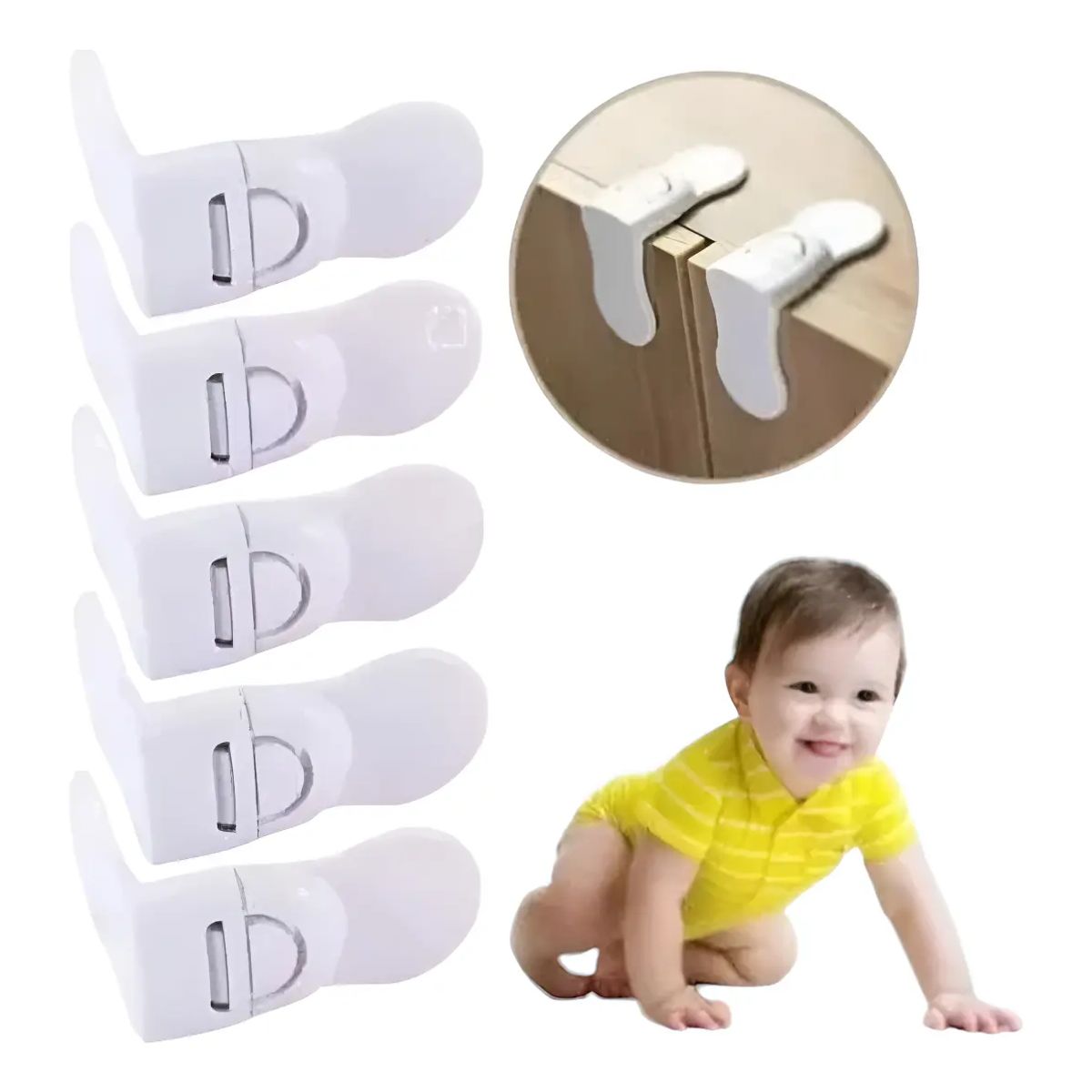 GENERICO - Pack 5 Seguros Multiuso Niños Puertas Cajones Muebles