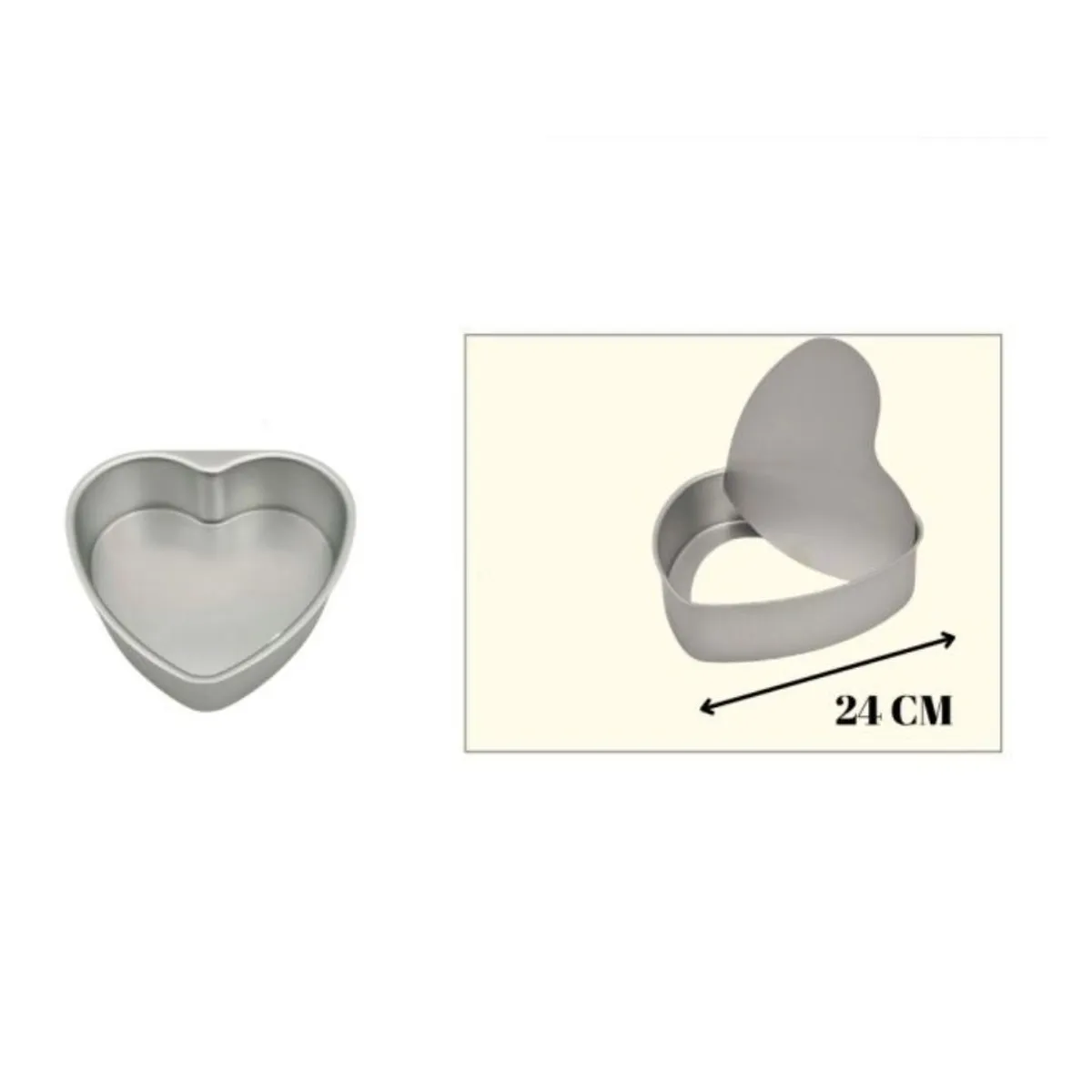 GENERICO - Molde corazón desmontable aluminio 19cm