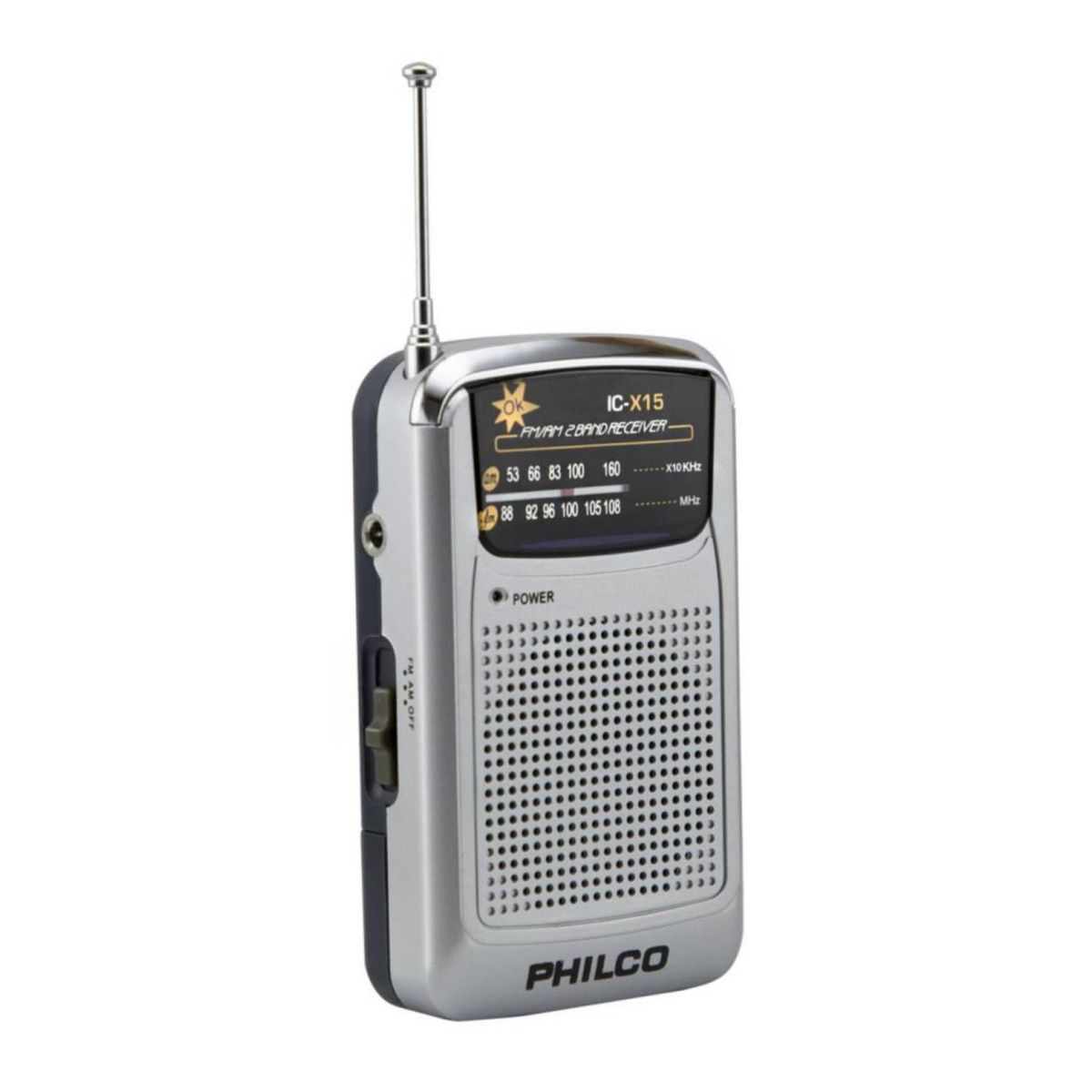 PHILCO - Radio De Bolsillo Retro AM FM Gris IC-X15