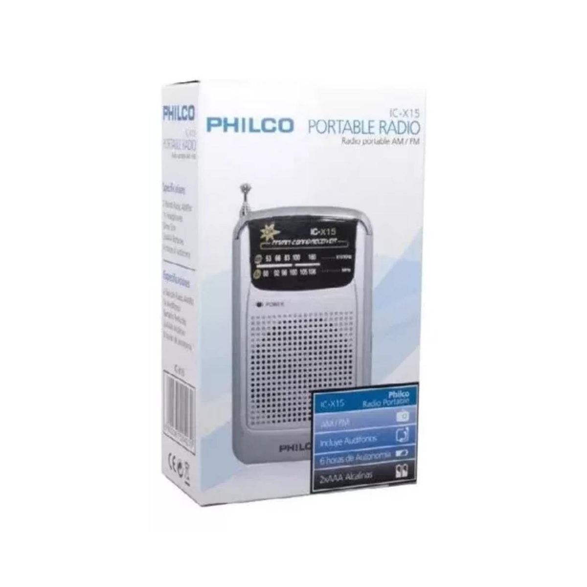 PHILCO - Radio De Bolsillo Retro AM FM Gris IC-X15