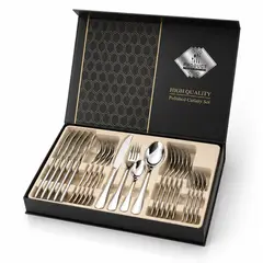 GENERICO - Cubiertos Acero Set 24 Piezas Caja Regalo Elegante