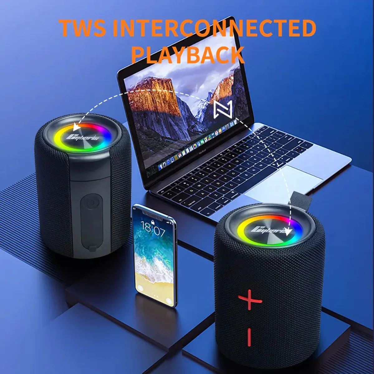 GENERICO - Parlante Portátil Bluetooth Grande Potente Luces RGB Estéreo 2 EN 1 Plus