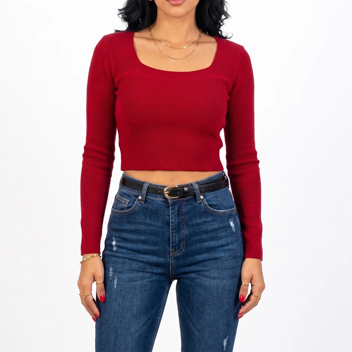HIPSY SWIMWEAR - Top invierno Crop ribbed colores spandex
