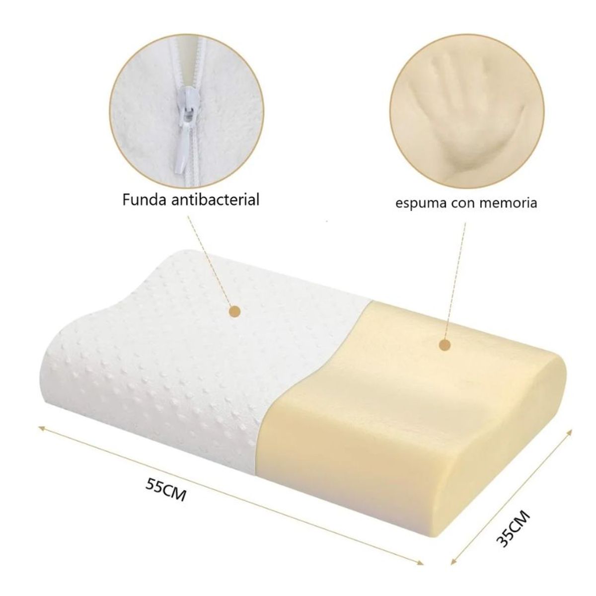 GENERICO - Almohada Ortopedica Viscoelastica Ajuste Cervical Pillow