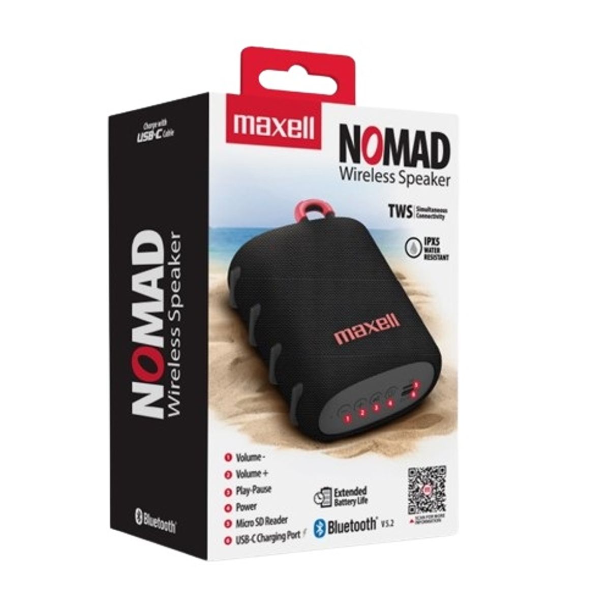 MAXELL - Parlante Bluetooth Maxell Portátil Modelo BT-NOMAD Negro