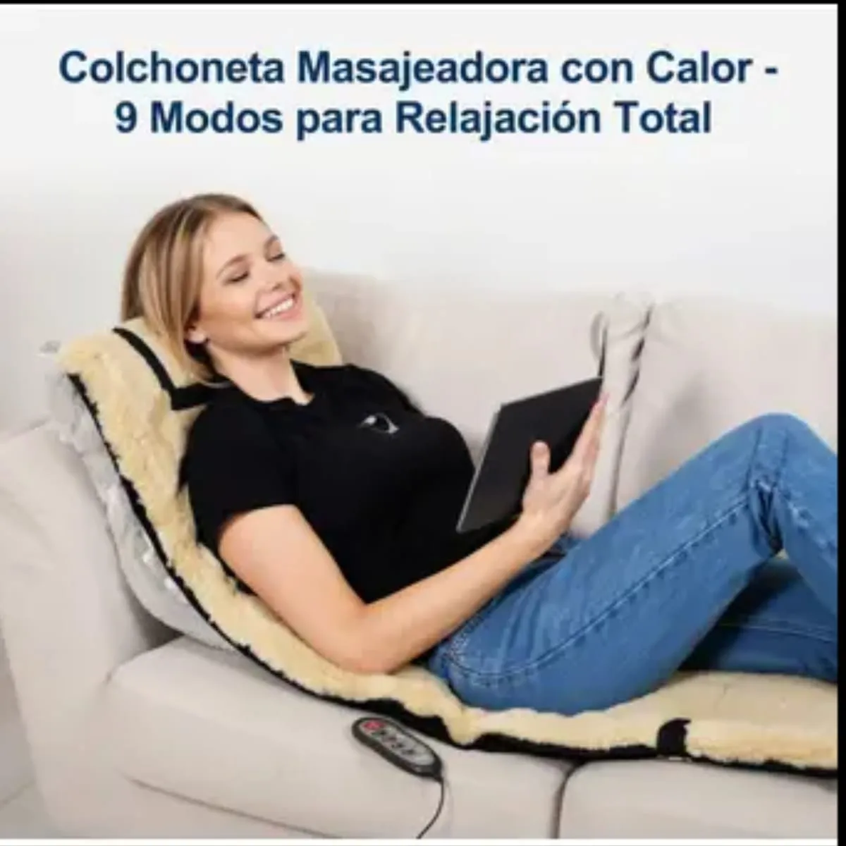 MOVI - COLCHONETA MASAJEADORA CON CALOR, 9 MODOS DE MASAJE, PORTATIL