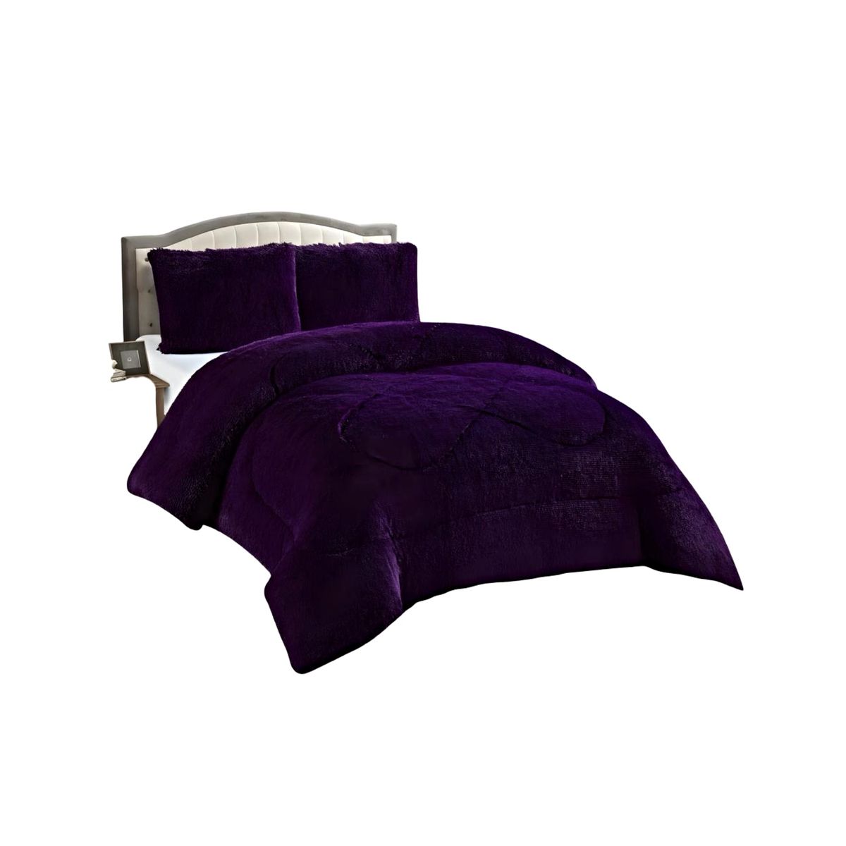 GENERICO - CUBRECAMA CHIPORRO PELUDO PLAZA Y MEDIA MORADO 180X230